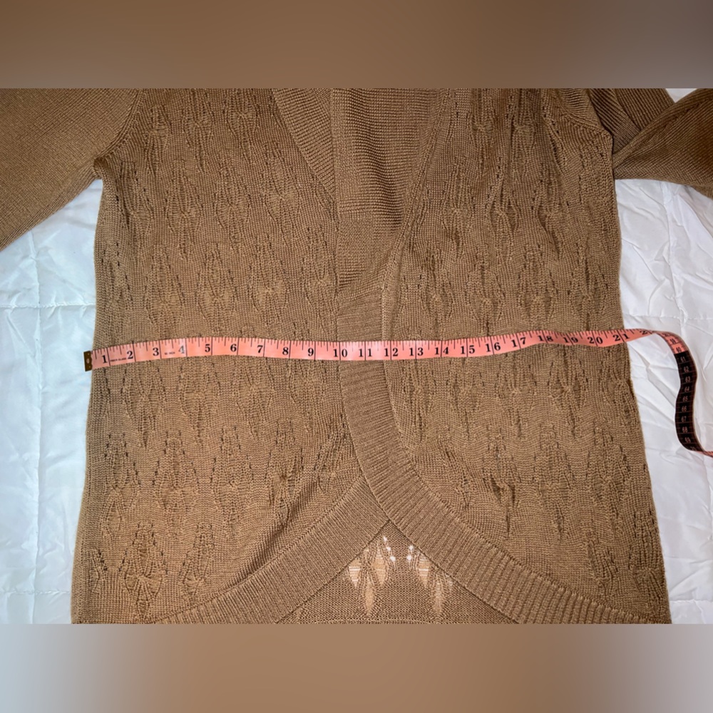 EUC Eileen Fisher Women's Brown Merino Wool Knit Cardigan Sweater Large - Picture 7 of 8